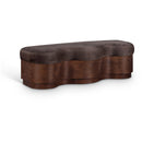 Meridian Savoy Brown Velour Fur Fabric Bench IMAGE 1