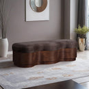 Meridian Savoy Brown Velour Fur Fabric Bench IMAGE 2