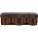 Meridian Savoy Brown Velour Fur Fabric Bench IMAGE 3