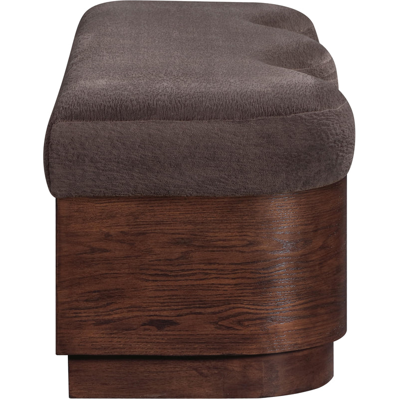 Meridian Savoy Brown Velour Fur Fabric Bench IMAGE 4