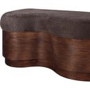 Meridian Savoy Brown Velour Fur Fabric Bench IMAGE 6
