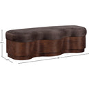 Meridian Savoy Brown Velour Fur Fabric Bench IMAGE 8