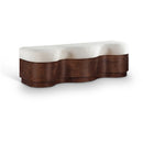 Meridian Savoy Cream Velour Fur Fabric Bench IMAGE 1