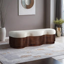 Meridian Savoy Cream Velour Fur Fabric Bench IMAGE 2