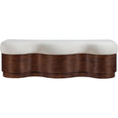 Meridian Savoy Cream Velour Fur Fabric Bench IMAGE 3