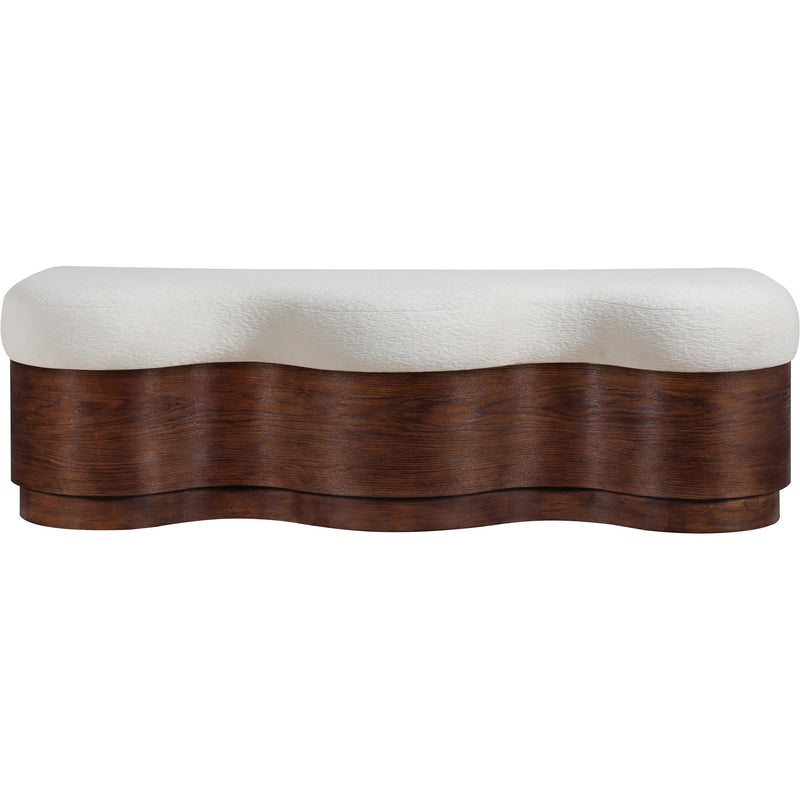 Meridian Savoy Cream Velour Fur Fabric Bench IMAGE 3