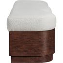 Meridian Savoy Cream Velour Fur Fabric Bench IMAGE 4