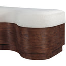 Meridian Savoy Cream Velour Fur Fabric Bench IMAGE 5