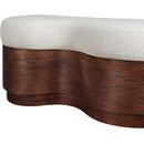 Meridian Savoy Cream Velour Fur Fabric Bench IMAGE 6