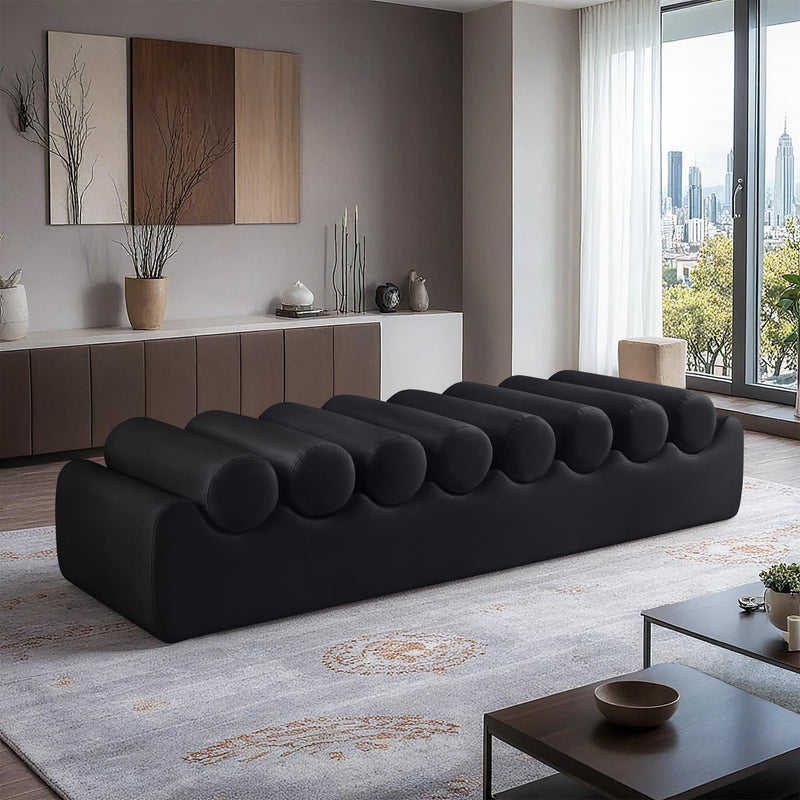 Meridian Rumble Black Vegan Leather Bench IMAGE 2