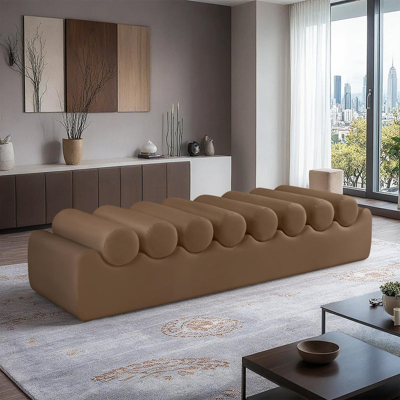 Meridian Rumble Brown Vegan Leather Bench IMAGE 2