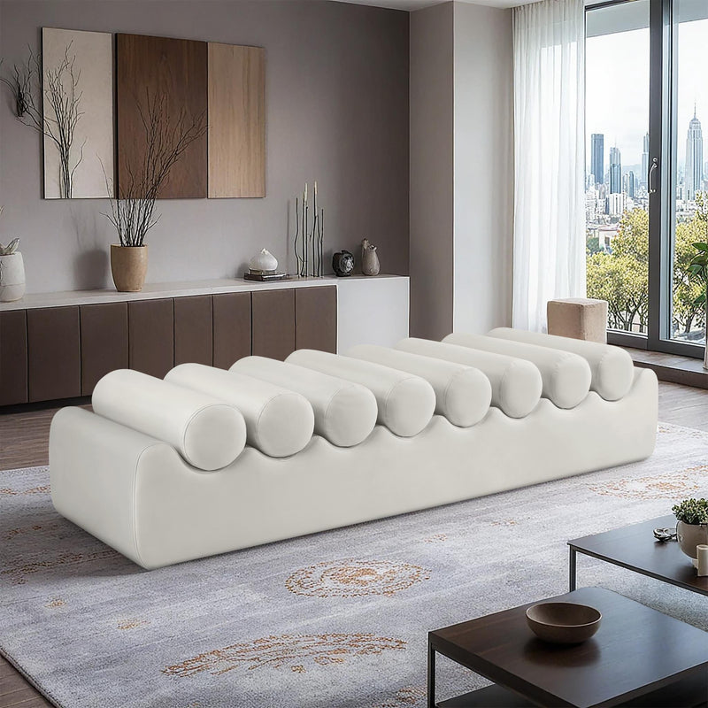 Meridian Rumble Cream Vegan Leather Bench IMAGE 2