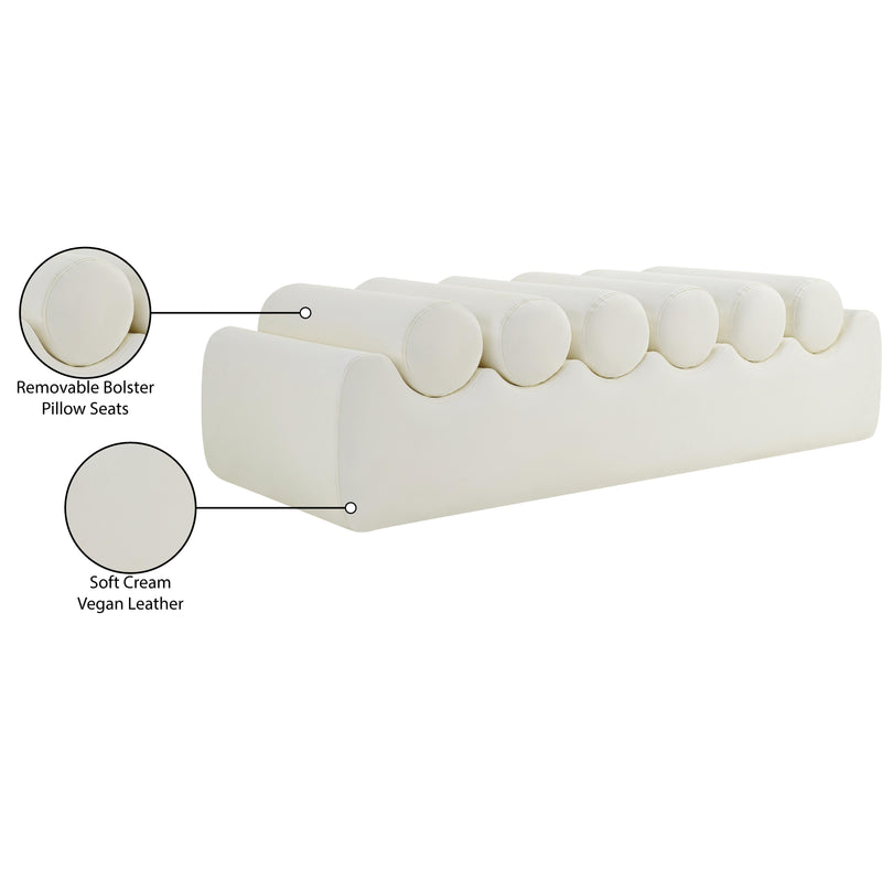 Meridian Rumble Cream Vegan Leather Bench IMAGE 9