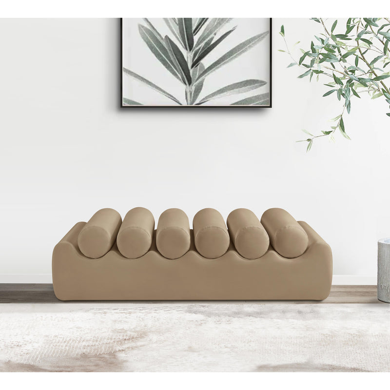 Meridian Rumble Tan Vegan Leather Bench IMAGE 2