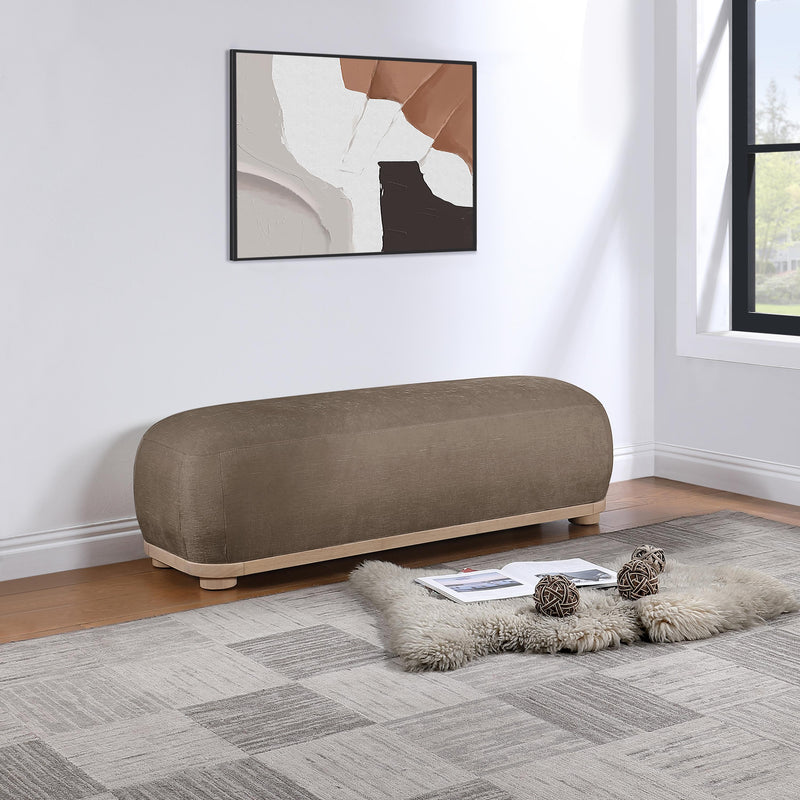 Meridian Calum Brown Chenille Fabric Bench IMAGE 2