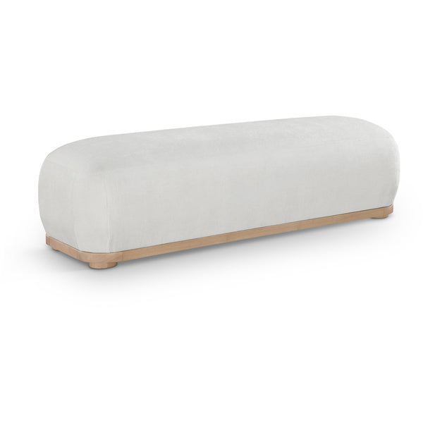 Meridian Calum Cream Chenille Fabric Bench IMAGE 1
