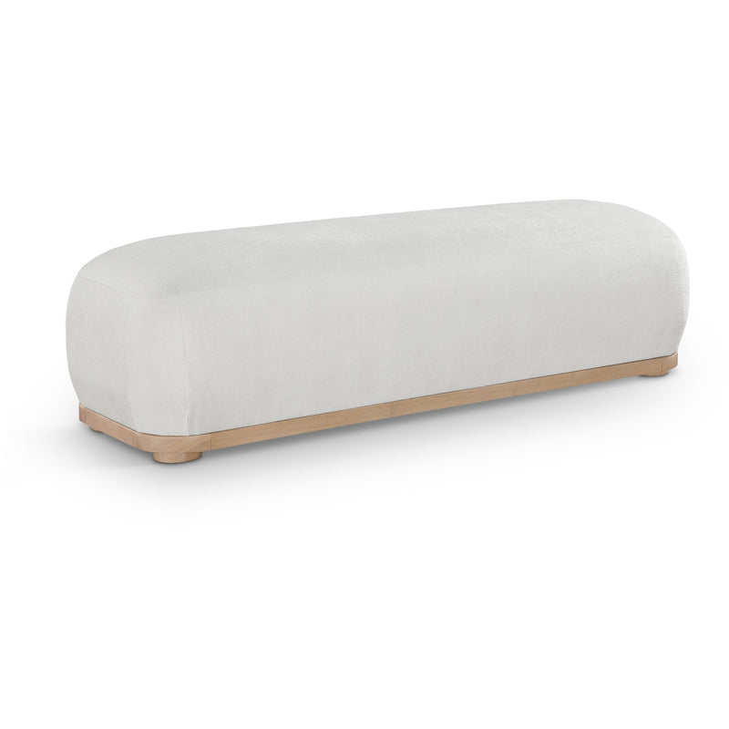 Meridian Calum Cream Chenille Fabric Bench IMAGE 1