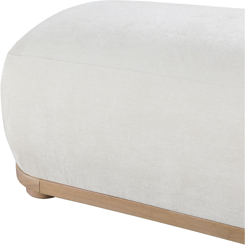 Meridian Calum Cream Chenille Fabric Bench IMAGE 5