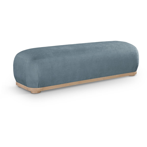 Meridian Calum Light Blue Chenille Fabric Bench IMAGE 1