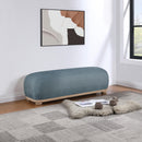 Meridian Calum Light Blue Chenille Fabric Bench IMAGE 2