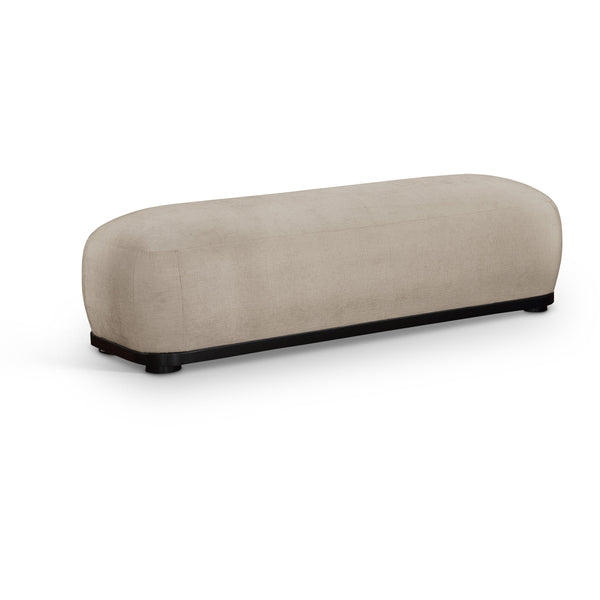 Meridian Calum Beige Chenille Fabric Bench IMAGE 1