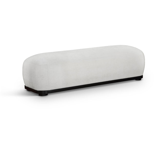 Meridian Calum Cream Chenille Fabric Bench IMAGE 1