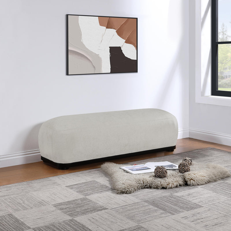 Meridian Calum Grey Chenille Fabric Bench IMAGE 2