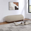 Meridian Calum Beige Chenille Fabric Bench IMAGE 2