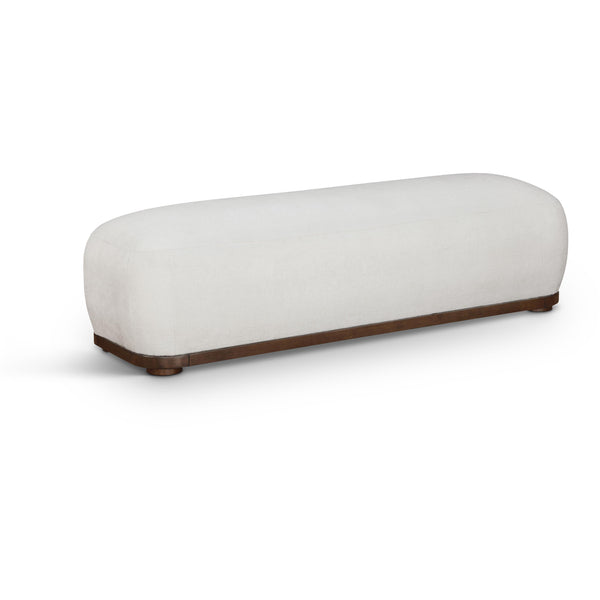 Meridian Calum Cream Chenille Fabric Bench IMAGE 1