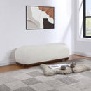 Meridian Calum Cream Chenille Fabric Bench IMAGE 2