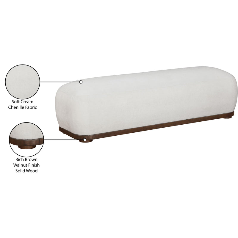 Meridian Calum Cream Chenille Fabric Bench IMAGE 8