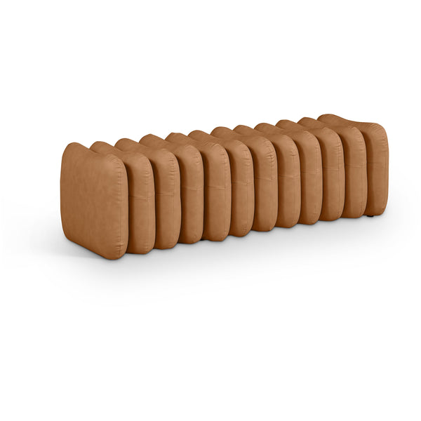 Meridian Atticus Cognac Vegan Leather Bench IMAGE 1