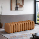 Meridian Atticus Cognac Vegan Leather Bench IMAGE 2