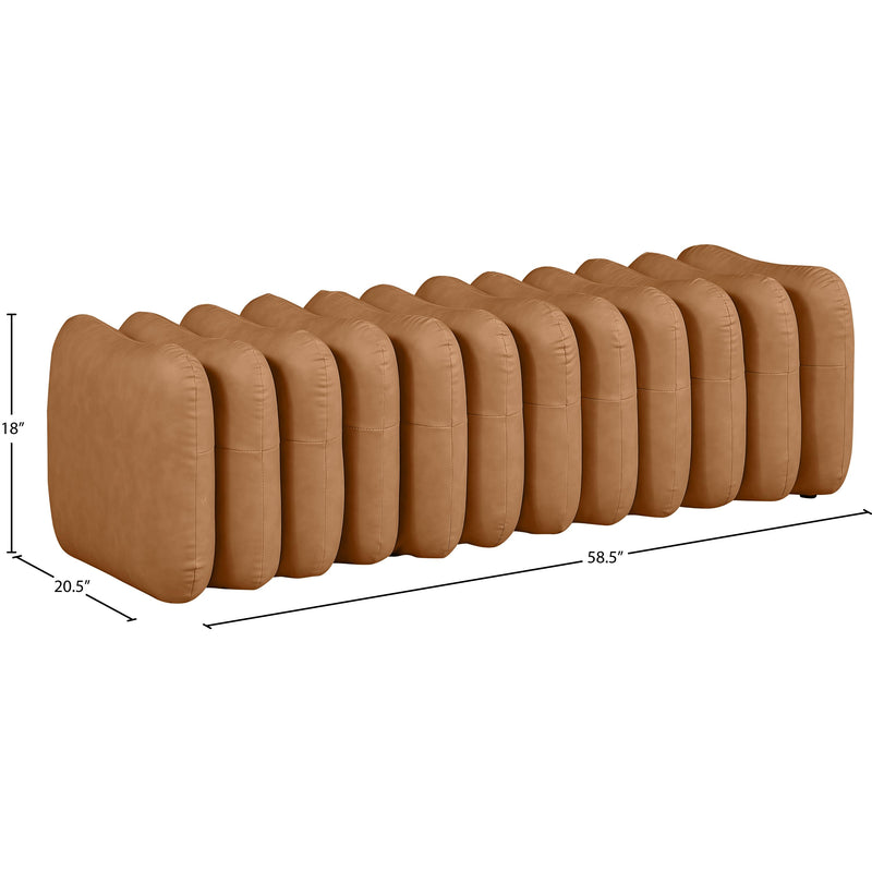 Meridian Atticus Cognac Vegan Leather Bench IMAGE 7