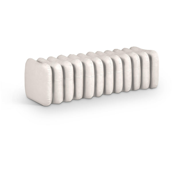 Meridian Atticus Cream Vegan Leather Bench IMAGE 1