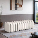 Meridian Atticus Cream Vegan Leather Bench IMAGE 2