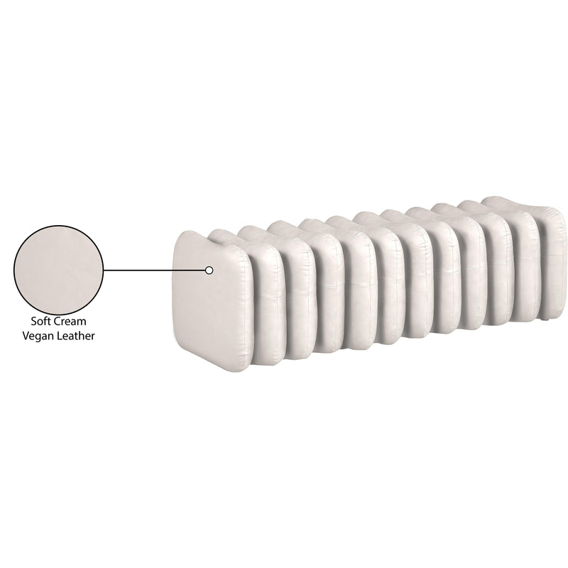 Meridian Atticus Cream Vegan Leather Bench IMAGE 8