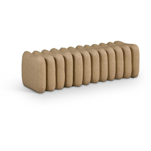 Meridian Atticus Tan Vegan Leather Bench IMAGE 1