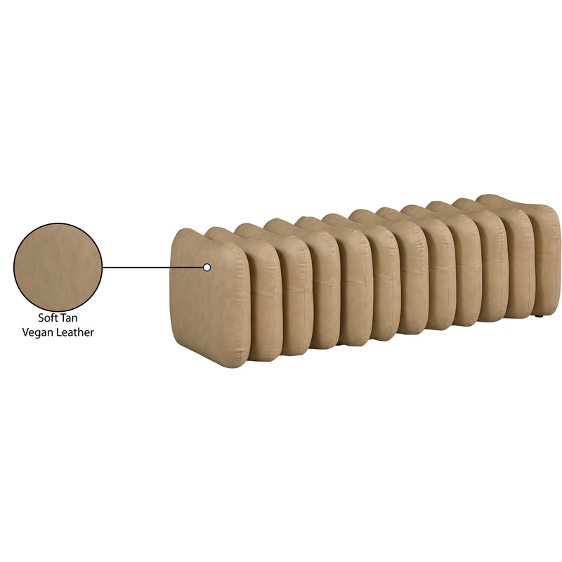 Meridian Atticus Tan Vegan Leather Bench IMAGE 8