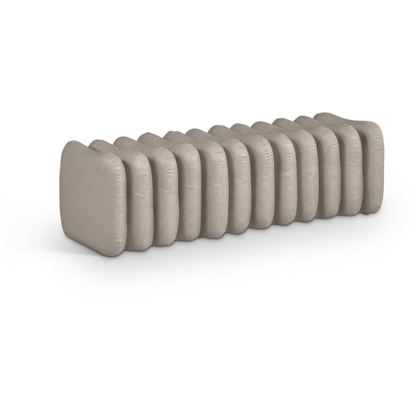 Meridian Atticus Taupe Vegan Leather Bench IMAGE 1