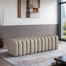 Meridian Atticus Taupe Vegan Leather Bench IMAGE 2