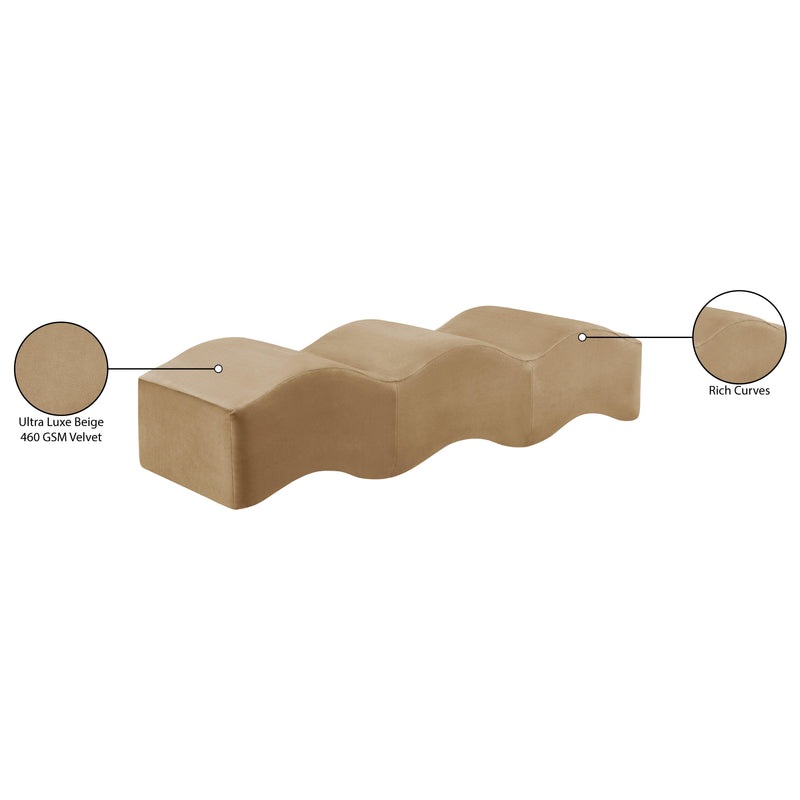 Meridian Wave Beige Velvet Bench IMAGE 13