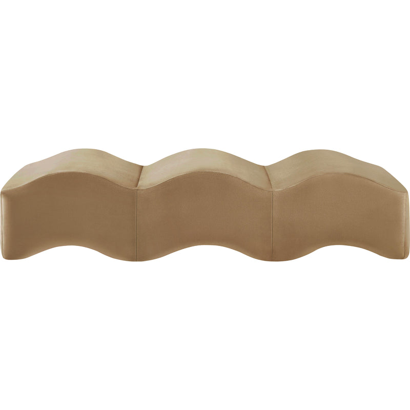 Meridian Wave Beige Velvet Bench IMAGE 4