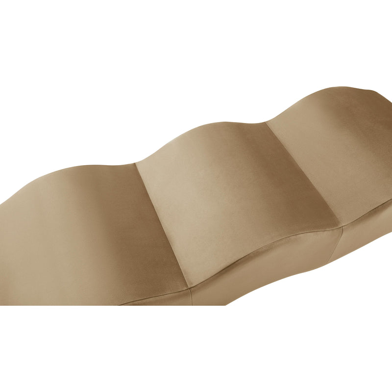 Meridian Wave Beige Velvet Bench IMAGE 7
