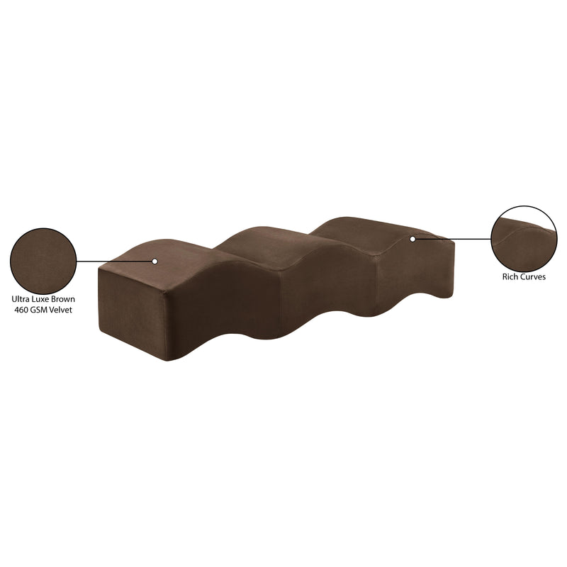 Meridian Wave Brown Velvet Bench IMAGE 13