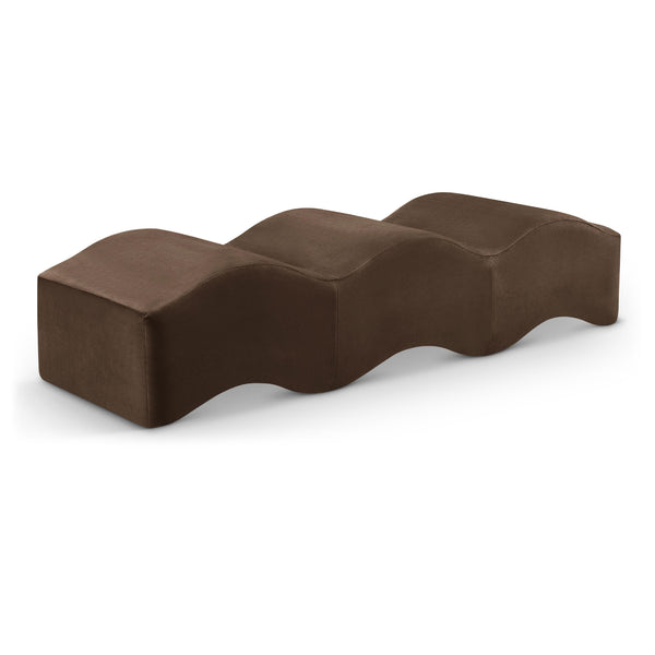 Meridian Wave Brown Velvet Bench IMAGE 1