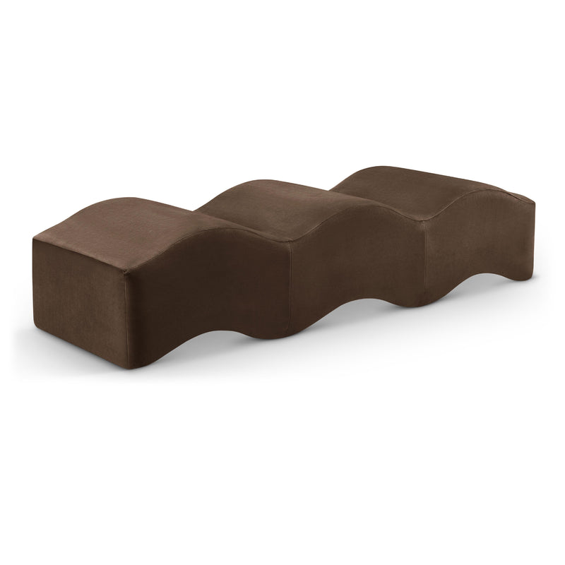 Meridian Wave Brown Velvet Bench IMAGE 1