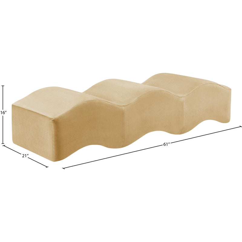 Meridian Wave Camel Velvet Bench IMAGE 12