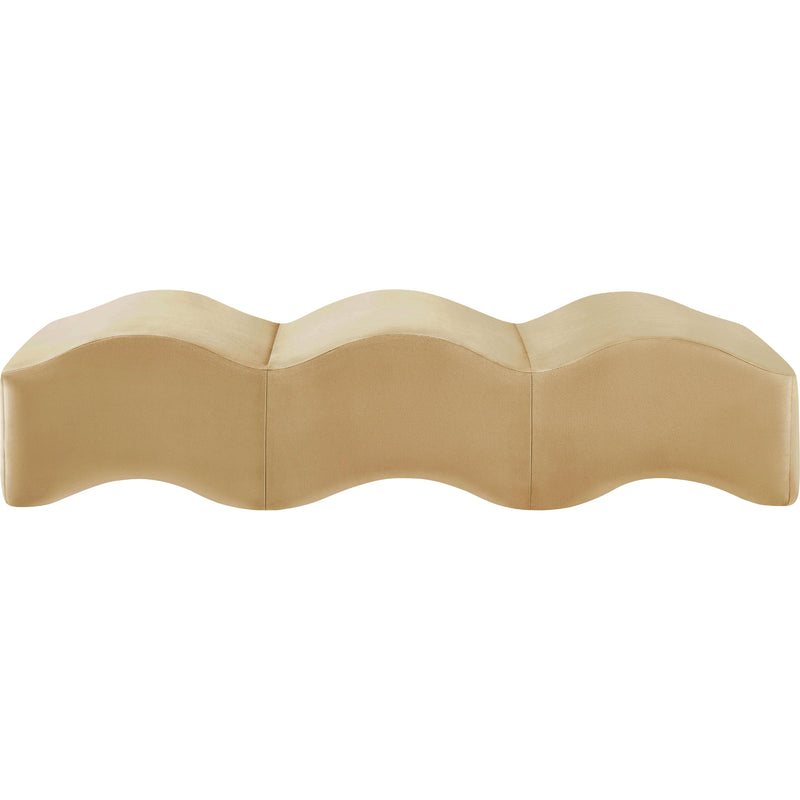 Meridian Wave Camel Velvet Bench IMAGE 4