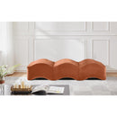 Meridian Wave Cognac Velvet Bench IMAGE 2